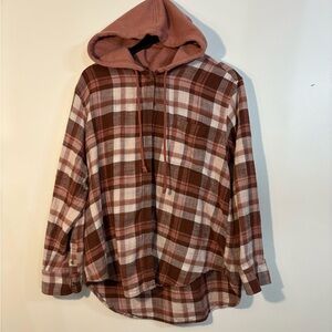 American Eagle Outfitters Plaid Shirt with Hood